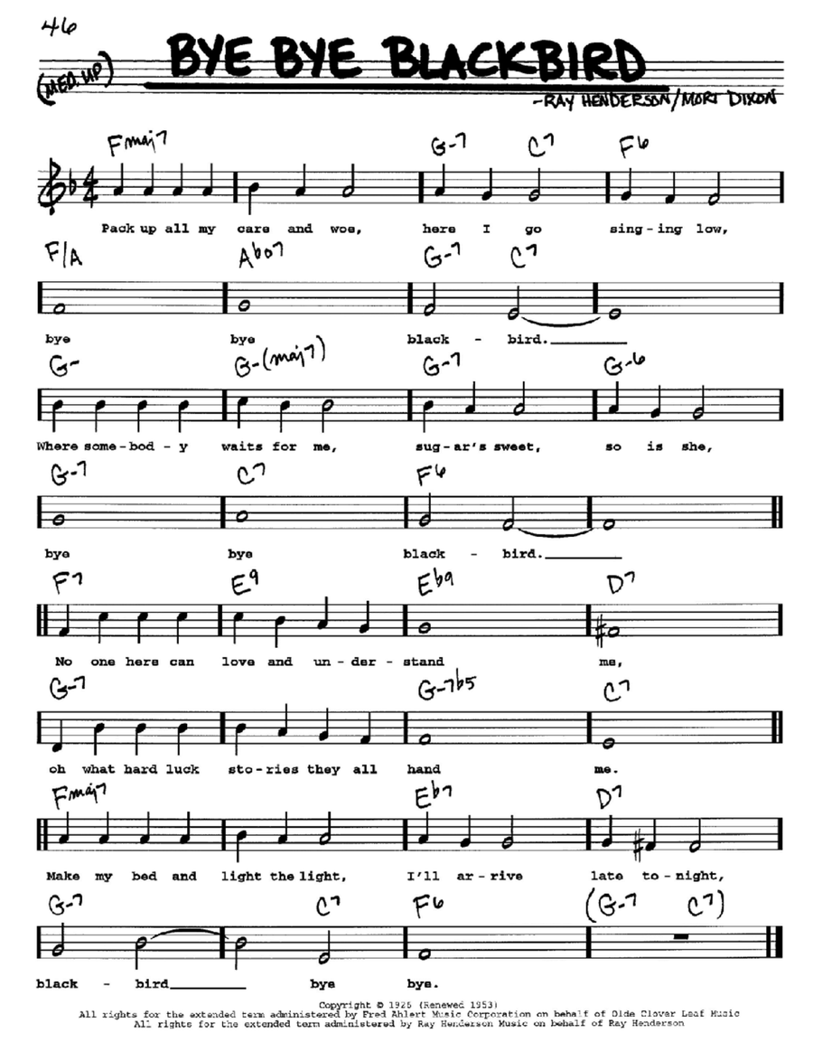 Bye Bye Blackbird Bye Bye Blackbird Voice scores gallery preview page 1