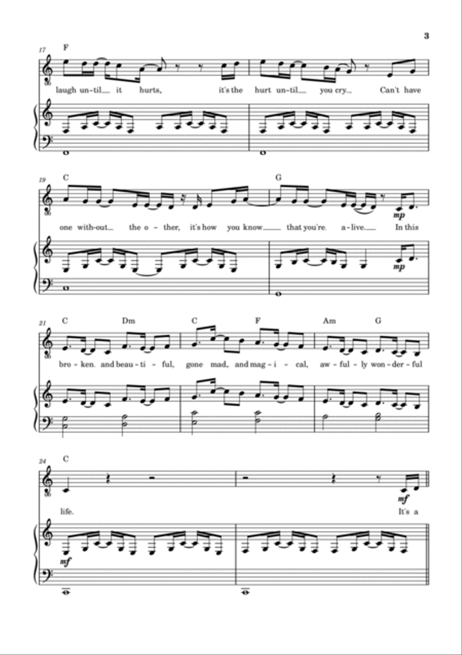 Wonderful Life Piano, Vocal, Guitar scores gallery preview page 4