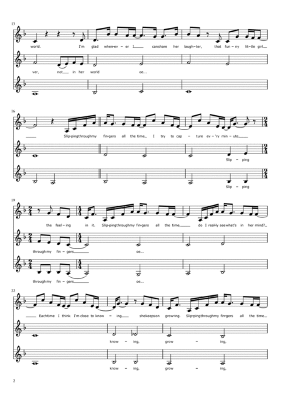 Slipping Through My Fingers SSA scores gallery preview page 3