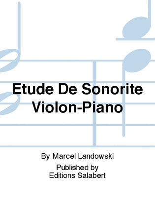 Etude De Sonorite Violon-Piano