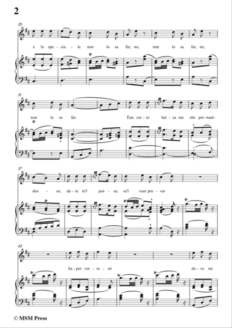 Mozart-Vedrai,carino,in D Major,for Voice and Piano Voice Solo scores gallery preview page 4