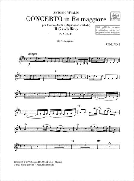 Concerto per Flauto, Archi e BC: In Re Rv 428
