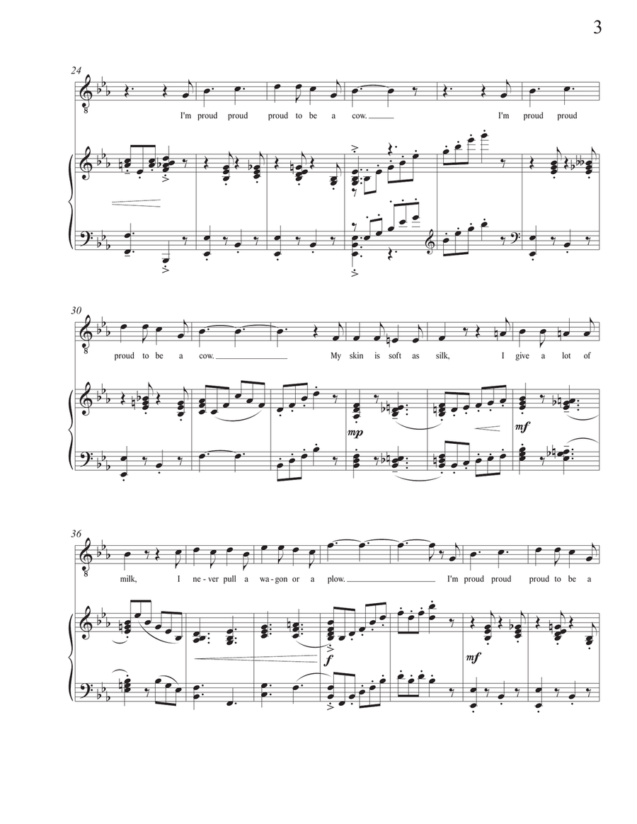Proud To Be A Cow Proud To Be A Cow Piano, Vocal scores gallery preview page 3