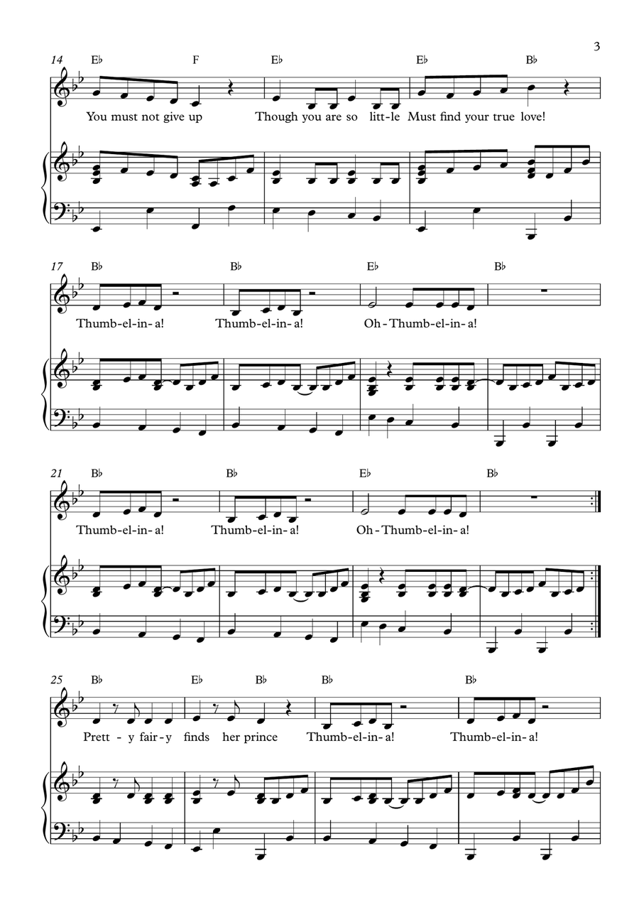 Thumbelina! Piano, Vocal scores gallery preview page 3