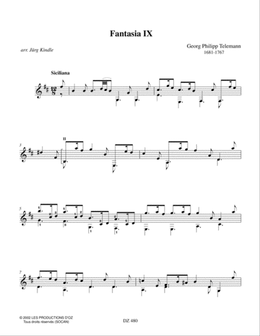 12 Fantasie, vol. 3, Fantasia IX-XII Classical Guitar scores gallery preview page 4