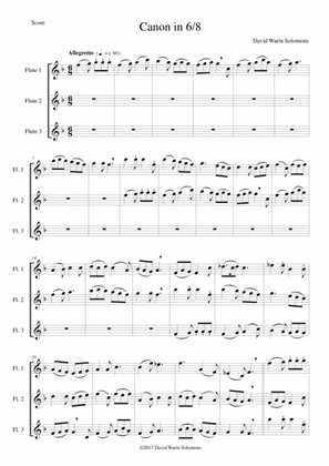 Book cover for Canon in 6/8 for flute trio