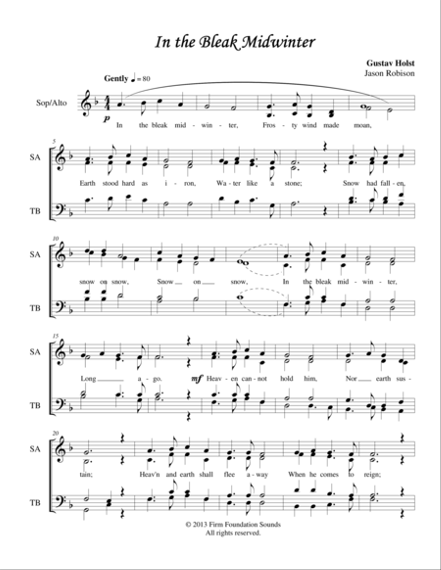 In the Bleak Midwinter SATB 4-Part scores gallery preview page 1