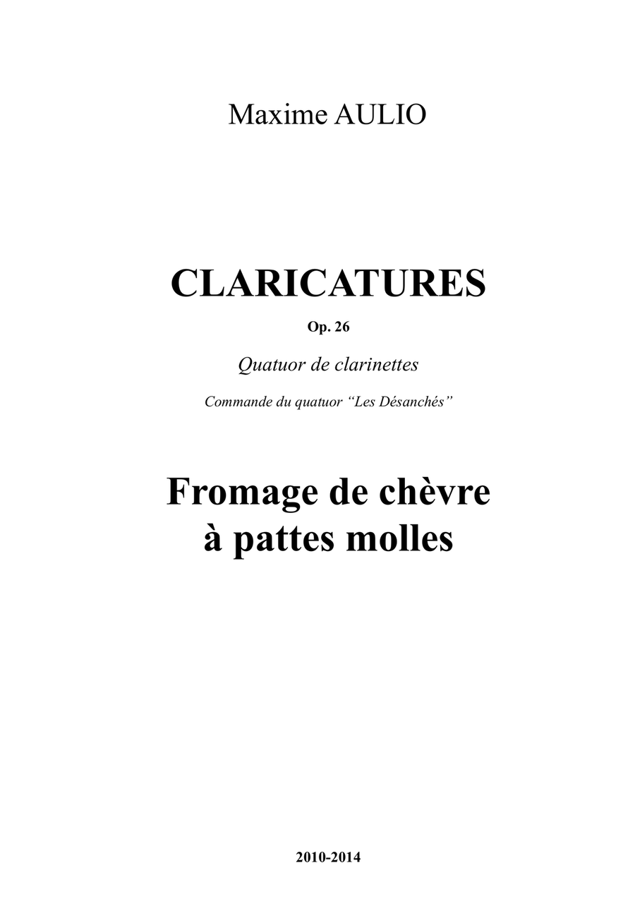 Claricatures, for clarinet quartet - score Clarinet Quartet scores gallery preview page 1