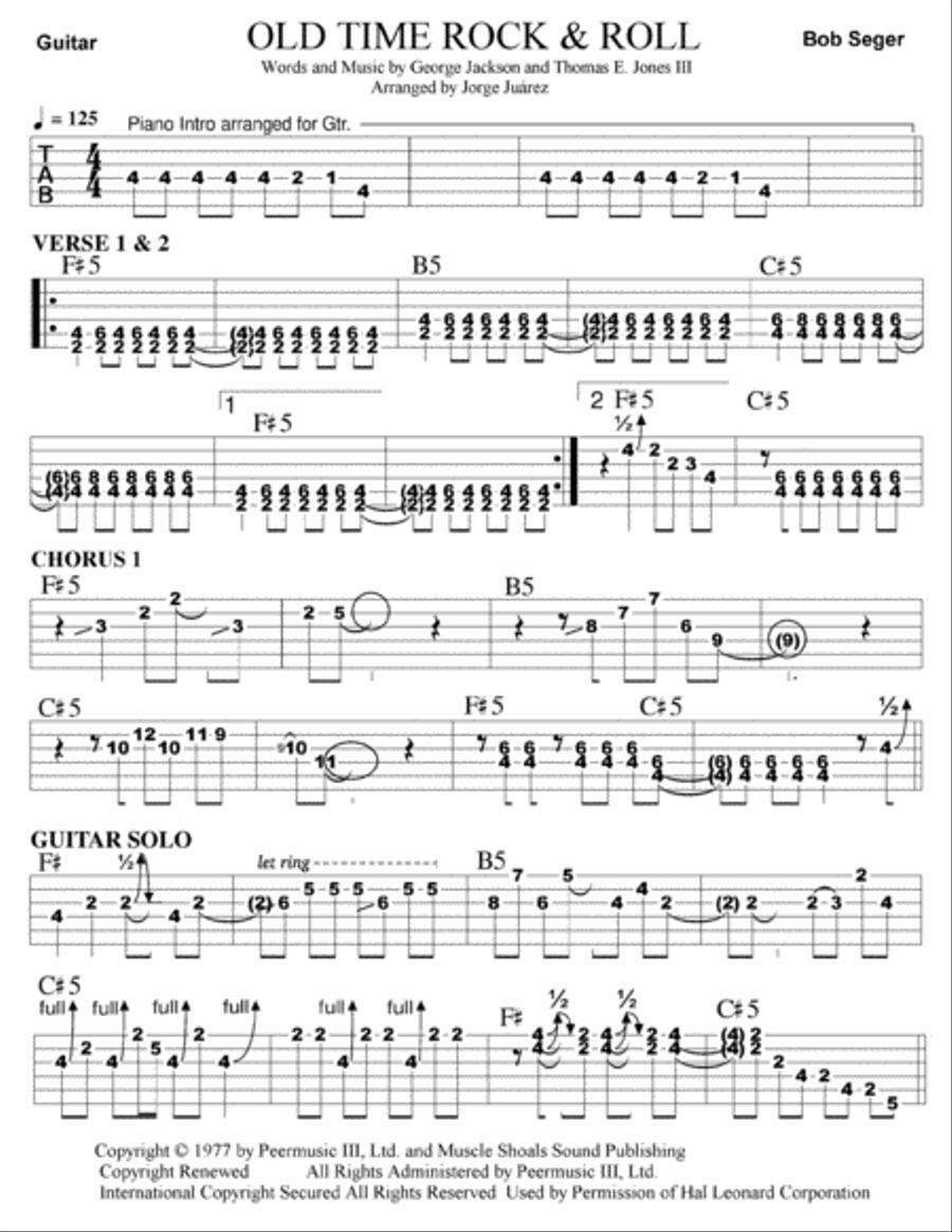 Old Time Rock & Roll Electric Guitar scores gallery preview page 1