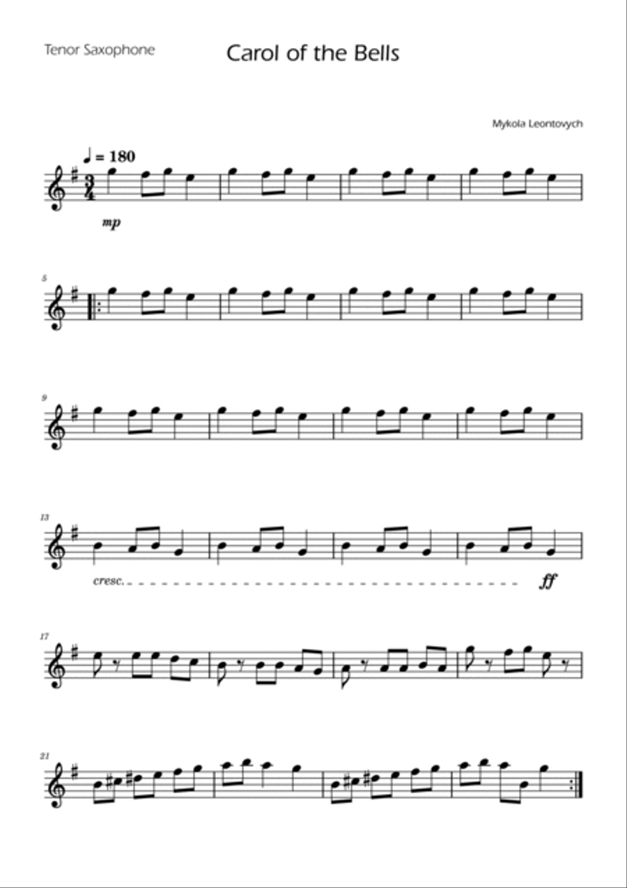 Carol of the Bells - Sax Duet Woodwind Duet scores gallery preview page 5
