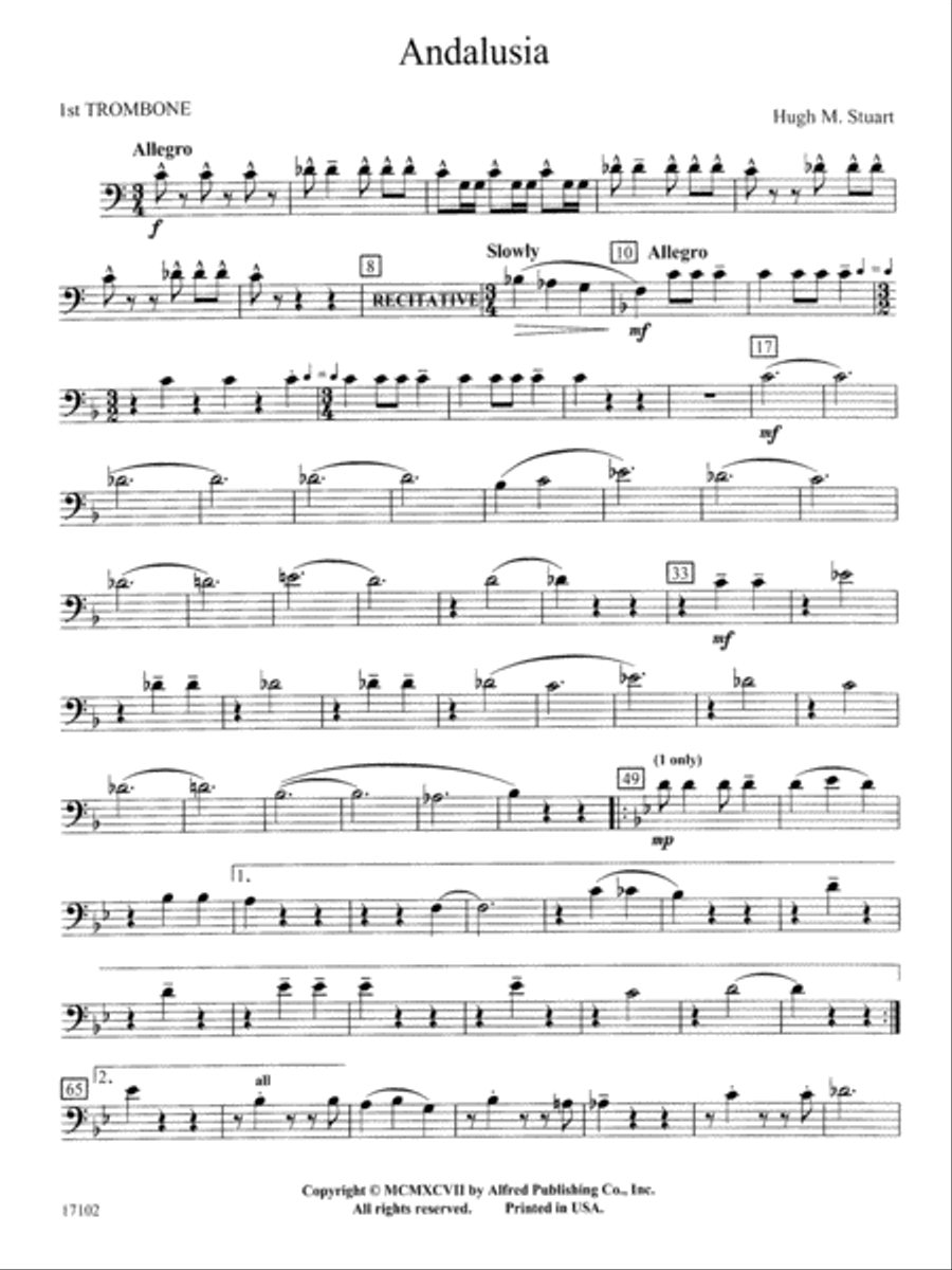 Andalusia: 1st Trombone Concert Band scores gallery preview page 1