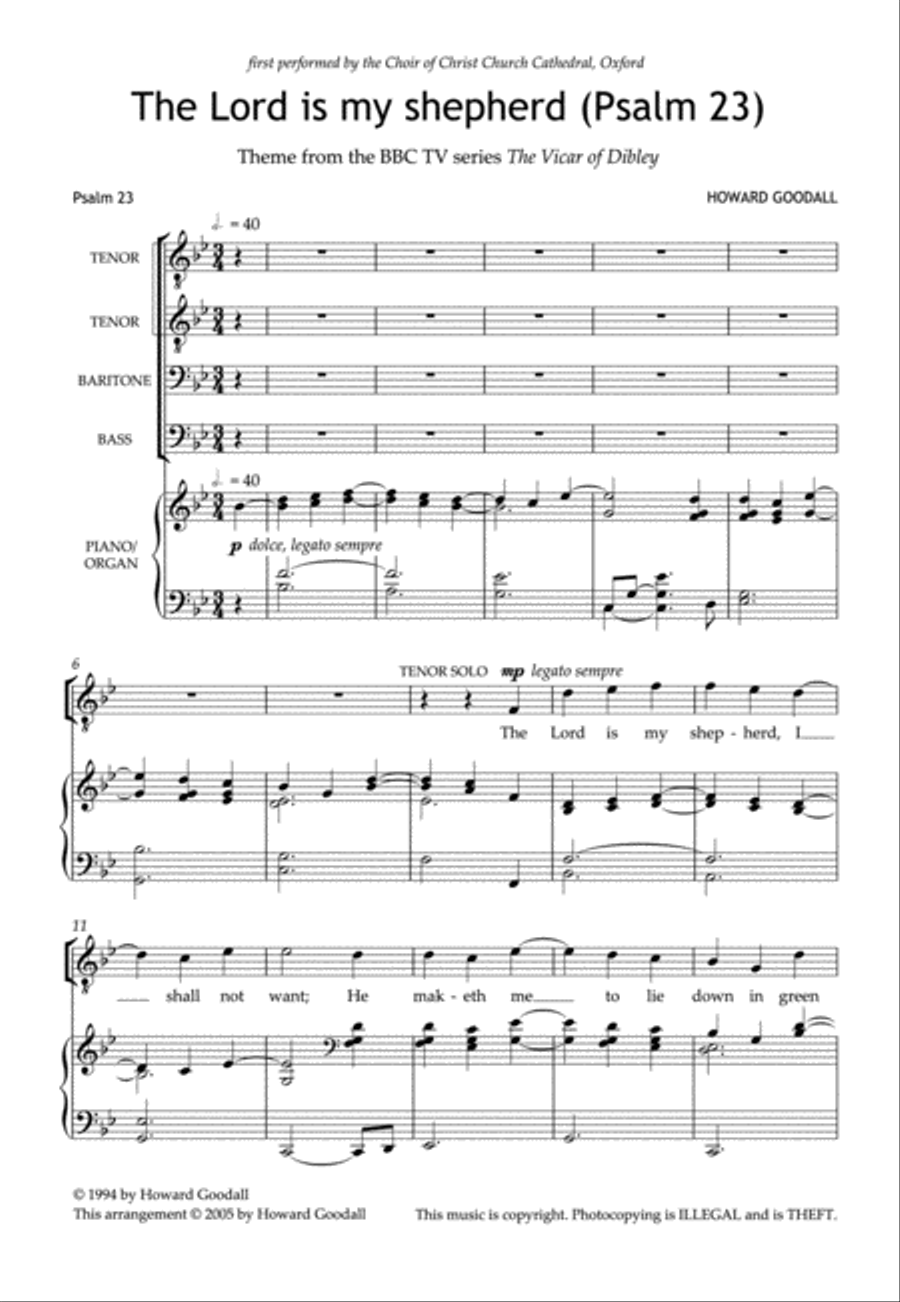 The Lord is my Shepherd (Psalm 23) TTBB scores gallery preview page 6