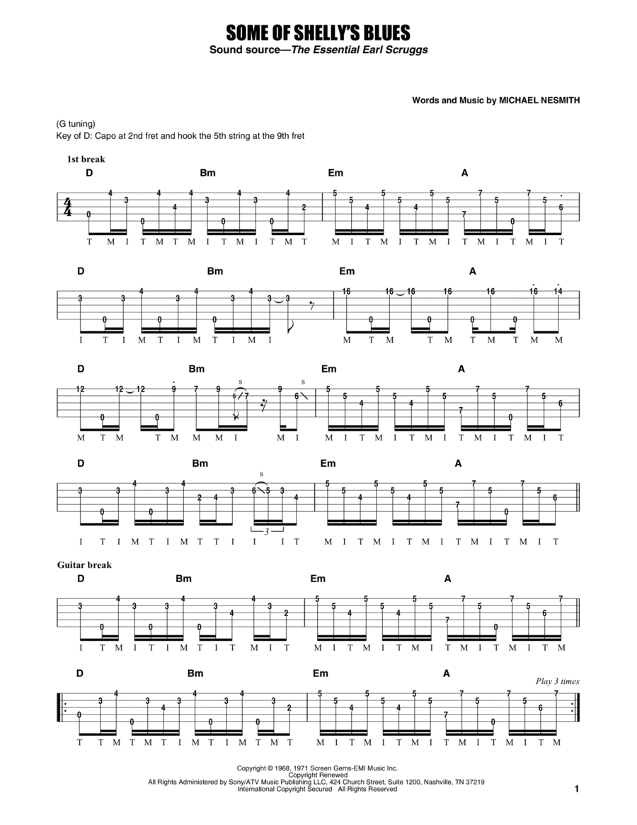 Some Of Shelly's Blues Banjo scores gallery preview page 1
