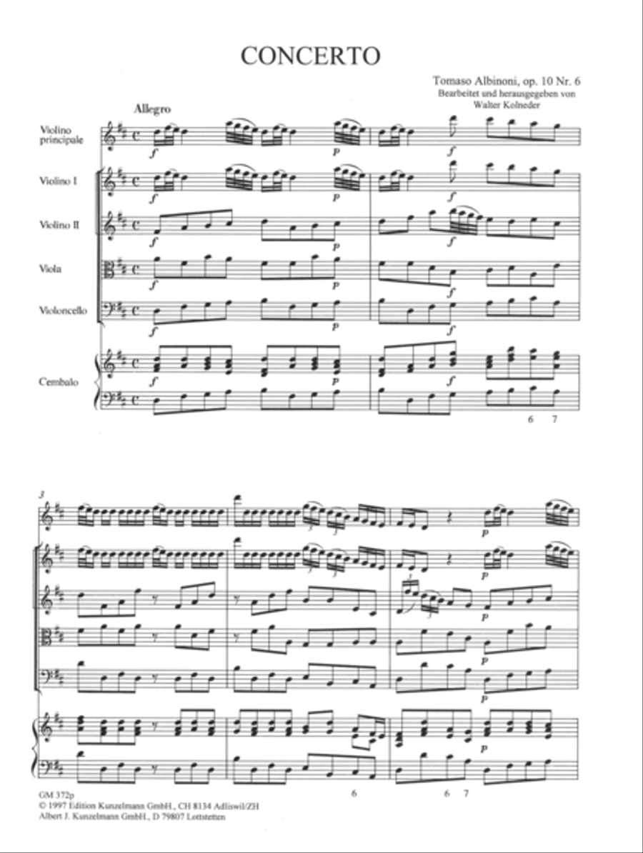 Concerto a cinque Op. 10/6 Violin scores gallery preview page 2