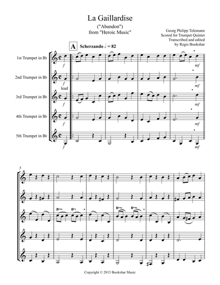 La Gaillardise (from "Heroic Music") (Bb) Trumpet Quintet) image number null