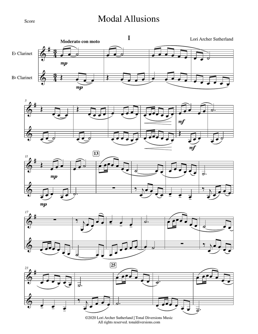 Modal Allusions Clarinet Duet scores gallery preview page 3