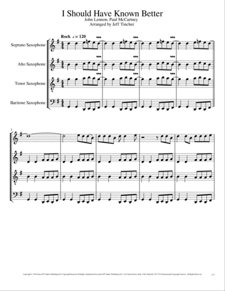 I Should Have Known Better Woodwind Quartet scores gallery preview page 2