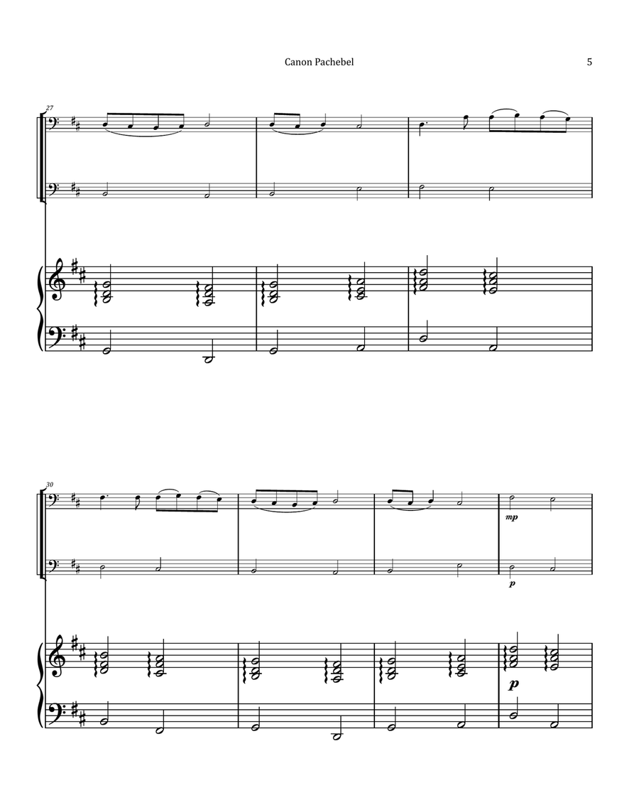 Canon by Pachelbel - Bassoon Duet with Piano Woodwind Duet scores gallery preview page 5