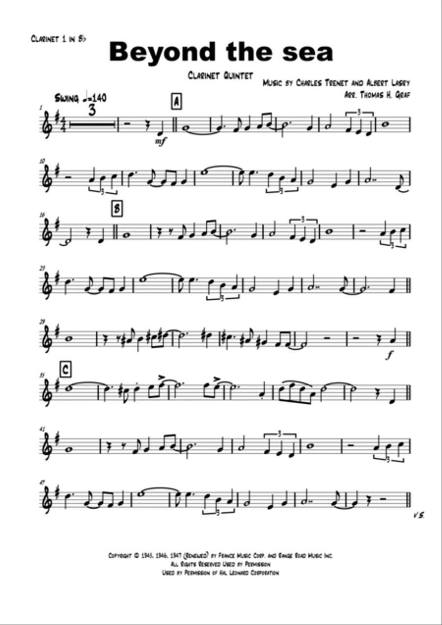 Beyond The Sea Woodwind Ensemble scores gallery preview page 5
