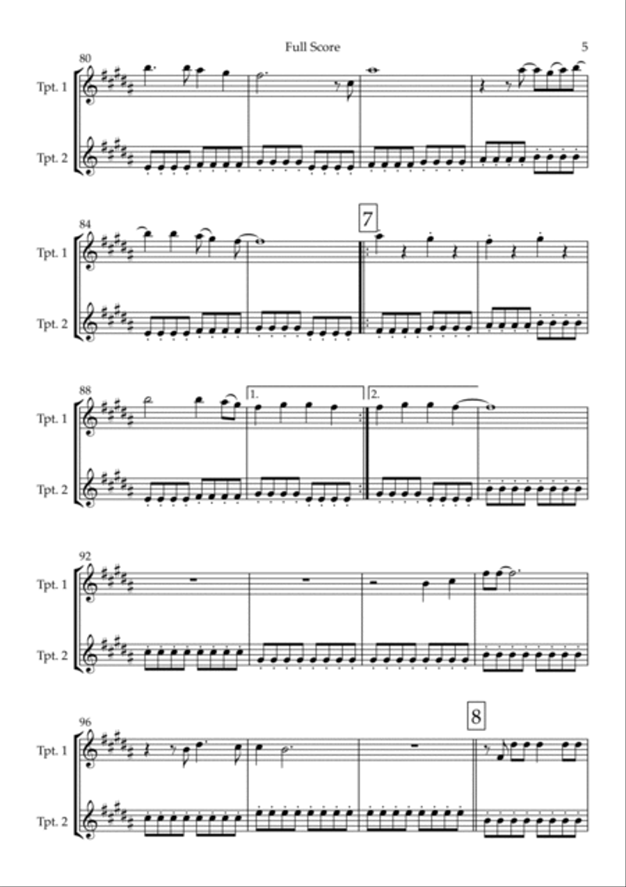 City Of Blinding Lights City Of Blinding Lights Trumpet Duet scores gallery preview page 5