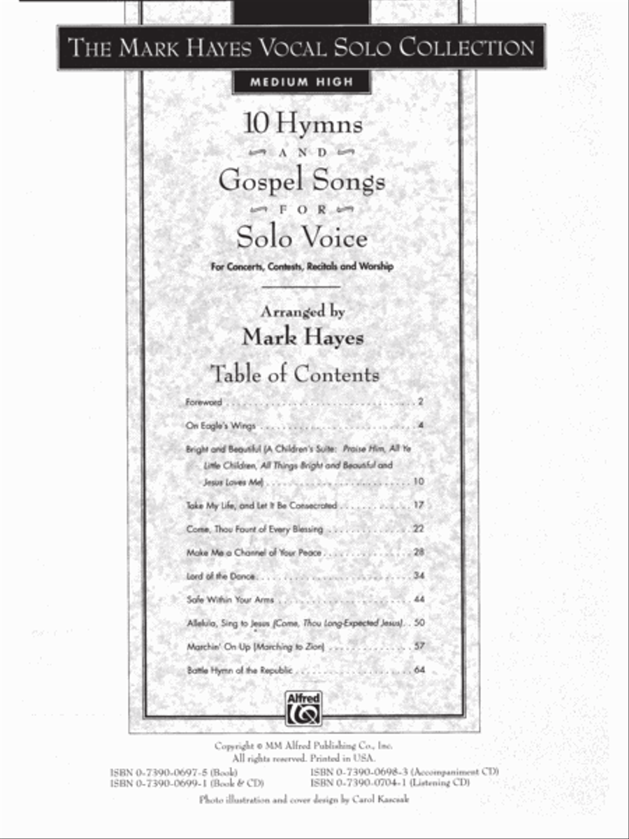 The Mark Hayes Vocal Solo Collection -- 10 Hymns and Gospel Songs for Solo Voice Medium-High Voice scores gallery preview page 2