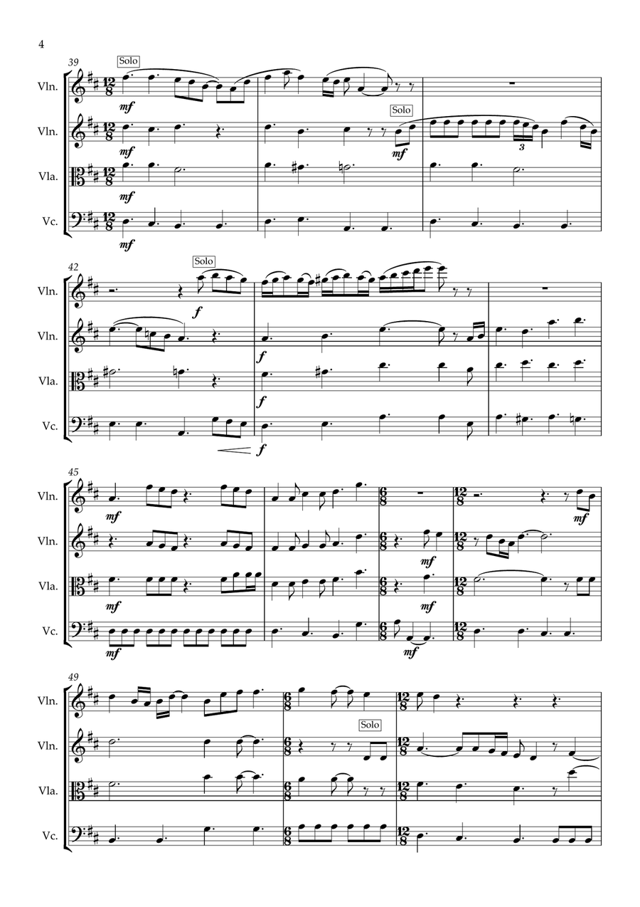 Somebody To Love String Quartet scores gallery preview page 4
