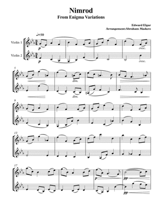 Nimrod from Enigma Variations Violin Duet
