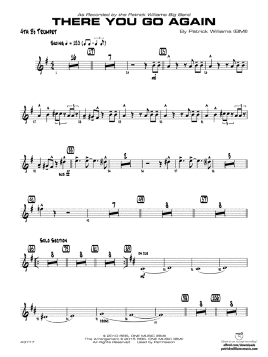 There You Go Again: 4th B-flat Trumpet Jazz Ensemble scores gallery preview page 1