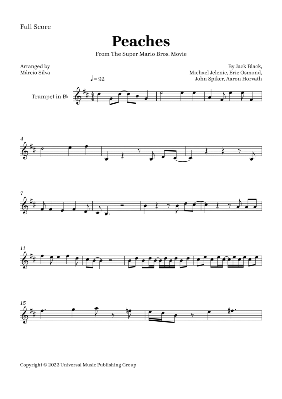 Peaches B-Flat Trumpet scores gallery preview page 1