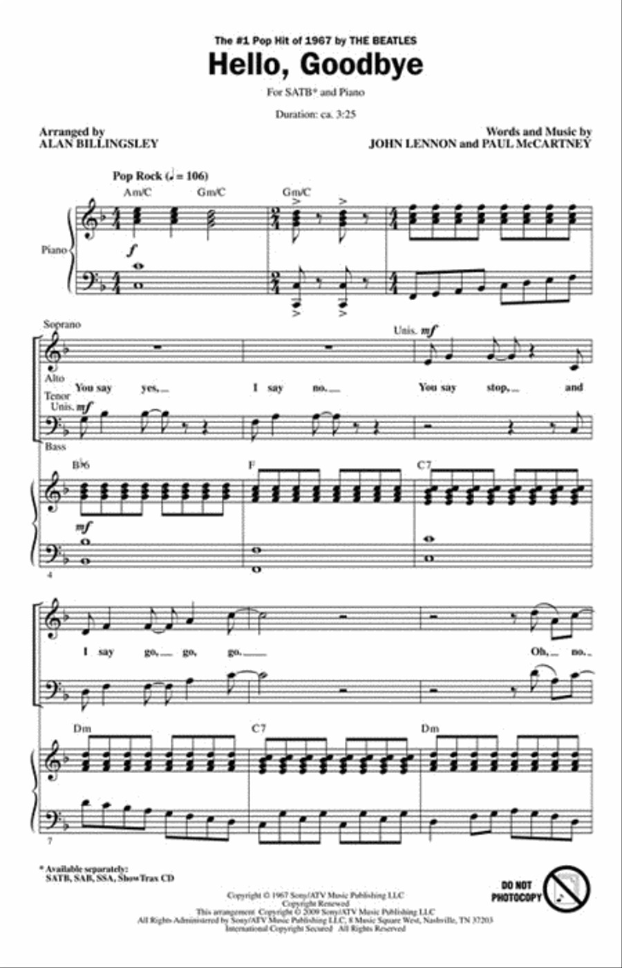 Hello, Goodbye 4-Part scores gallery preview page 2