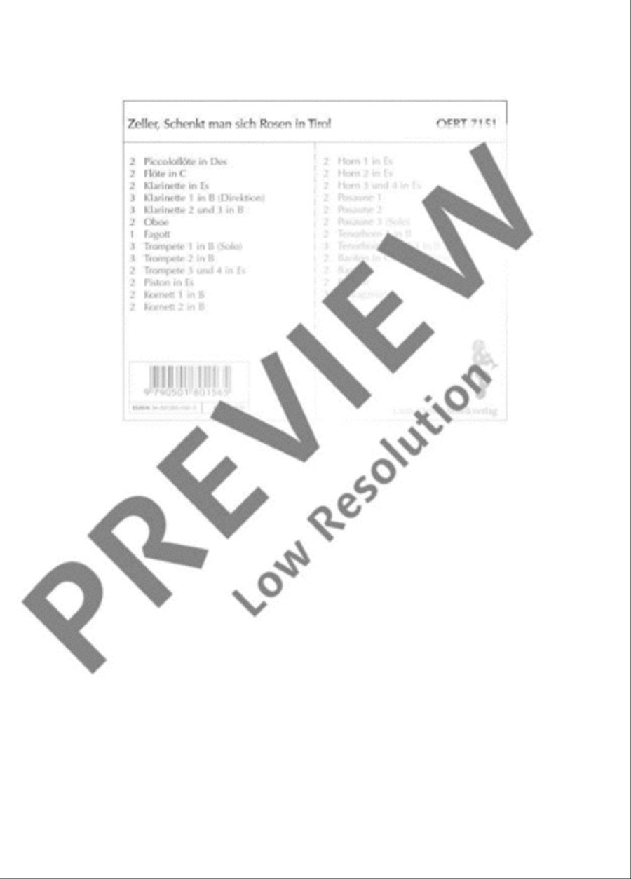 Schenkt man sich Rosen in Tirol Concert Band scores gallery preview page 2