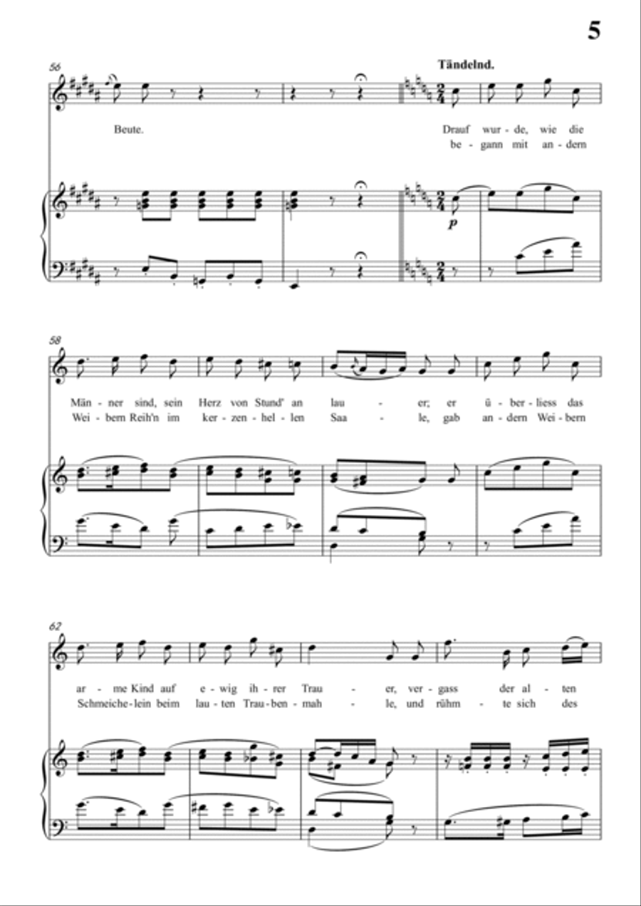 Schubert-Die Nonne in B D.208,for Vocal and Piano Voice scores gallery preview page 6