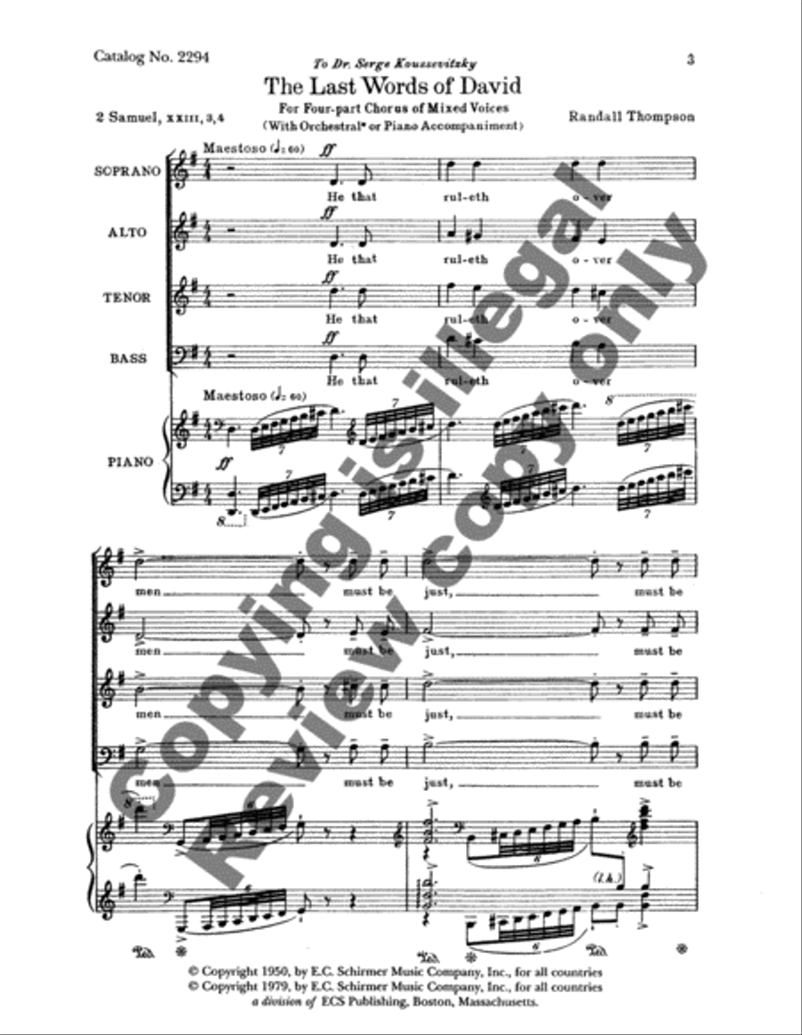 The Last Words of David (Choral Score) 4-Part scores gallery preview page 10
