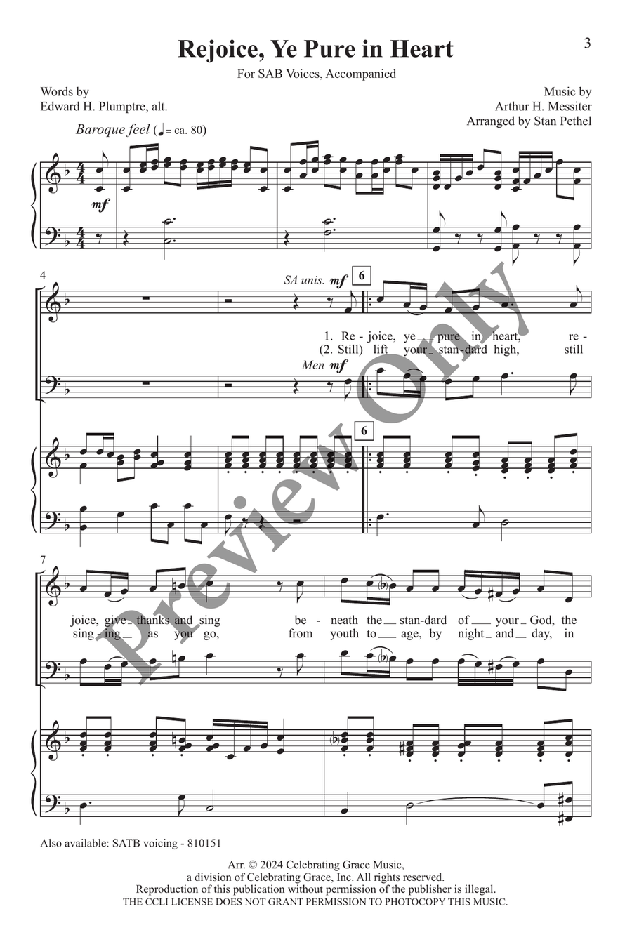 Rejoice, Ye Pure in Heart SAB 3-Part scores gallery preview page 2
