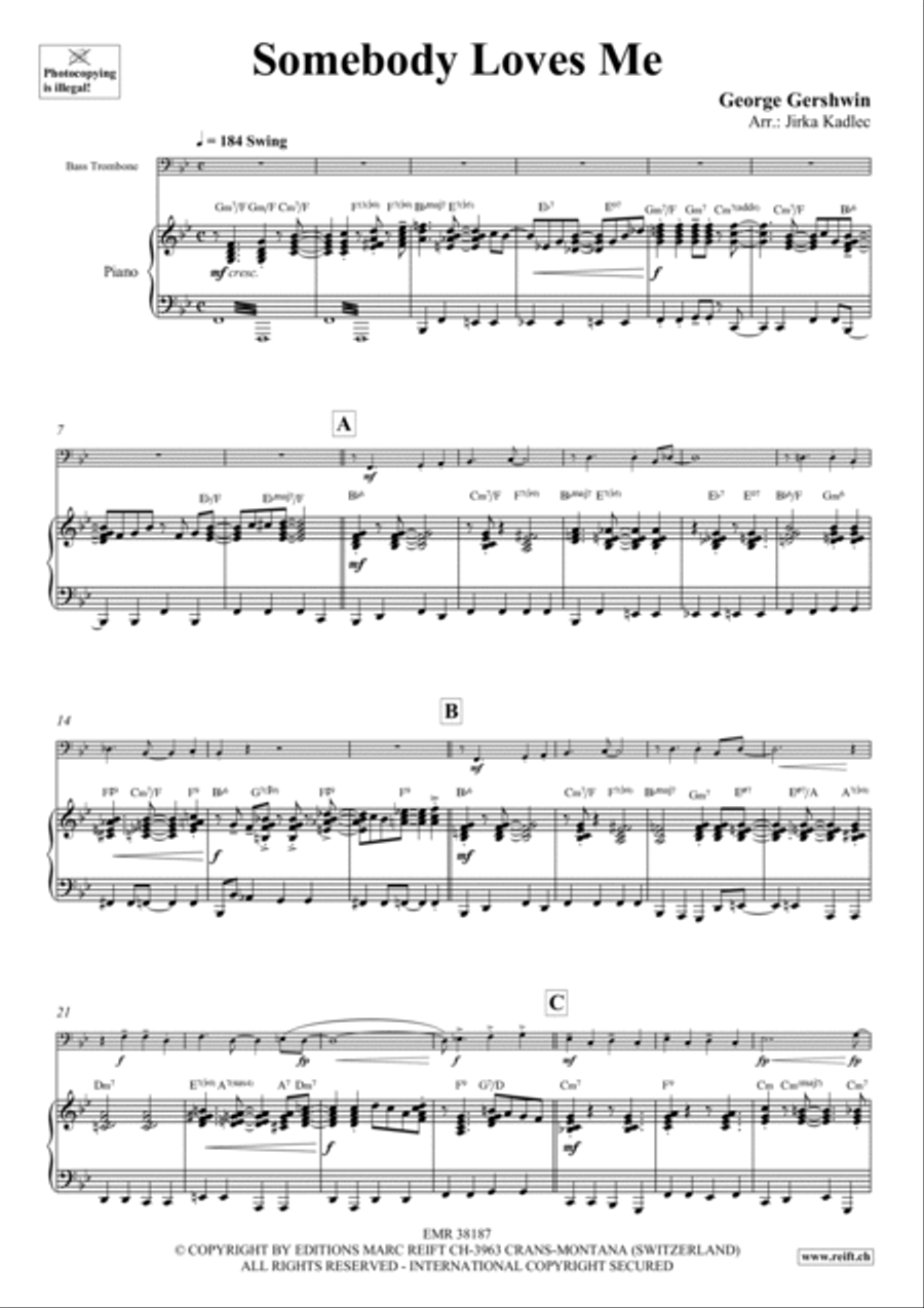 Somebody Loves Me Trombone scores gallery preview page 4
