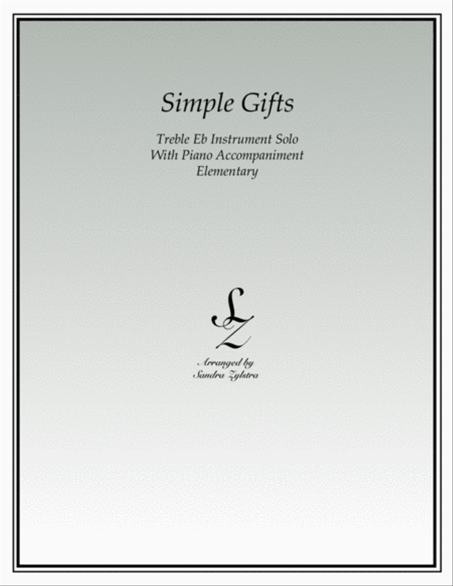 Simple Gifts (treble Eb instrument solo) Alto Saxophone scores gallery preview page 1
