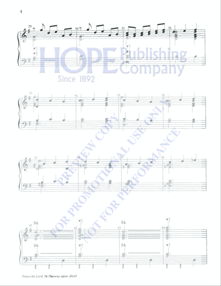 Praise the Lord, Ye Heavens Adore Him 3-Octaves scores gallery preview page 4