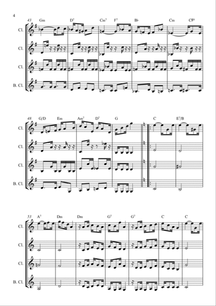 Vou Vivendo Clarinet Quartet scores gallery preview page 4