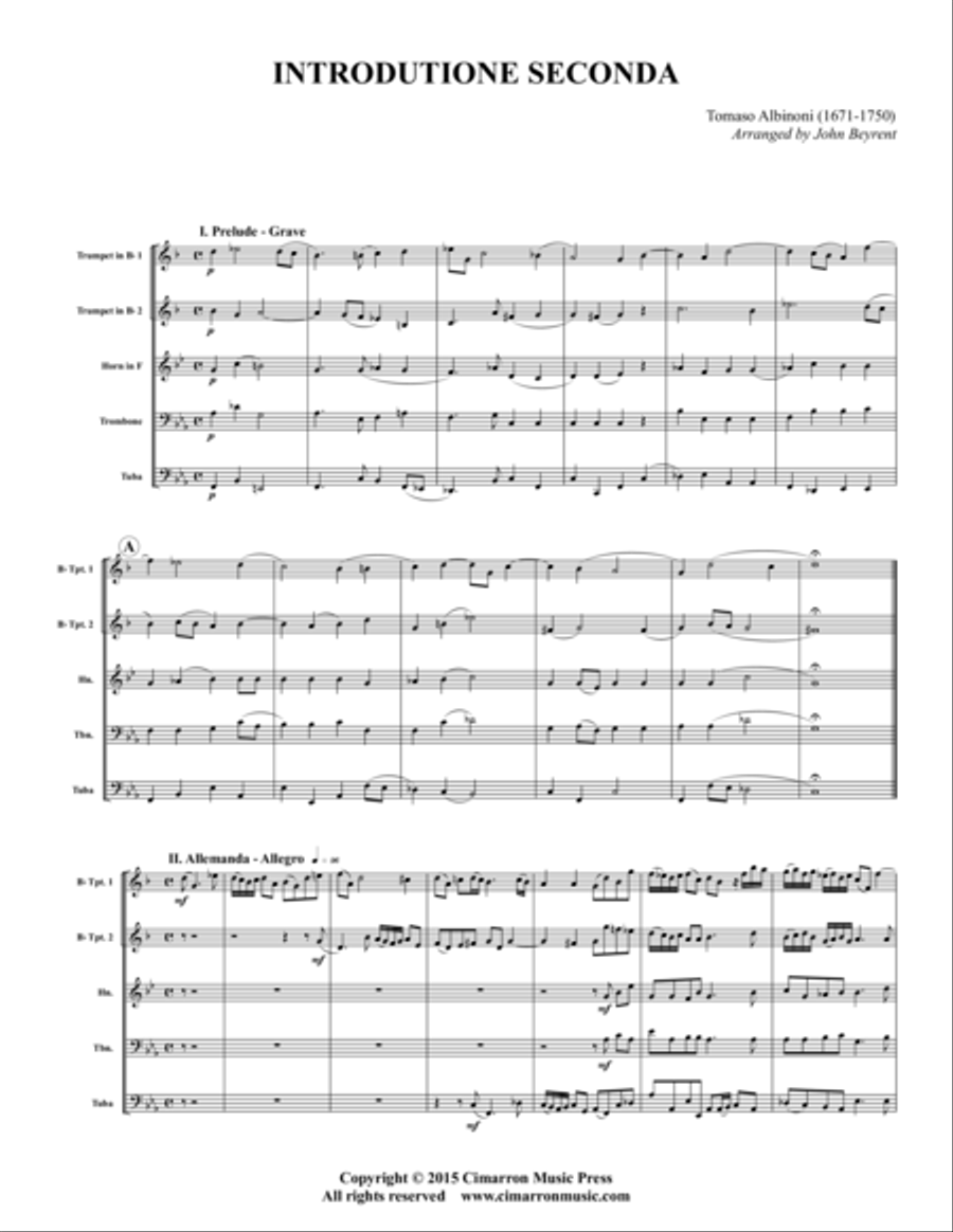 Introdutione Seconda Brass Quintet scores gallery preview page 1