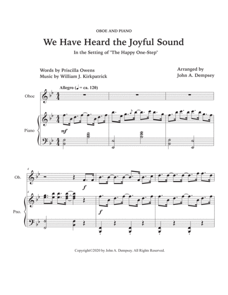 We Have Heard the Joyful Sound (Jesus Saves): Oboe and Piano image number null