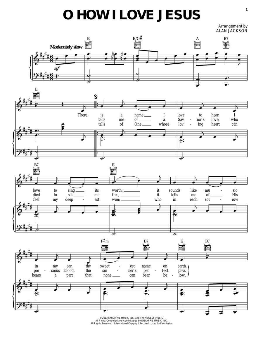 Oh, How I Love Jesus (O How I Love Jesus) Guitar scores gallery preview page 1