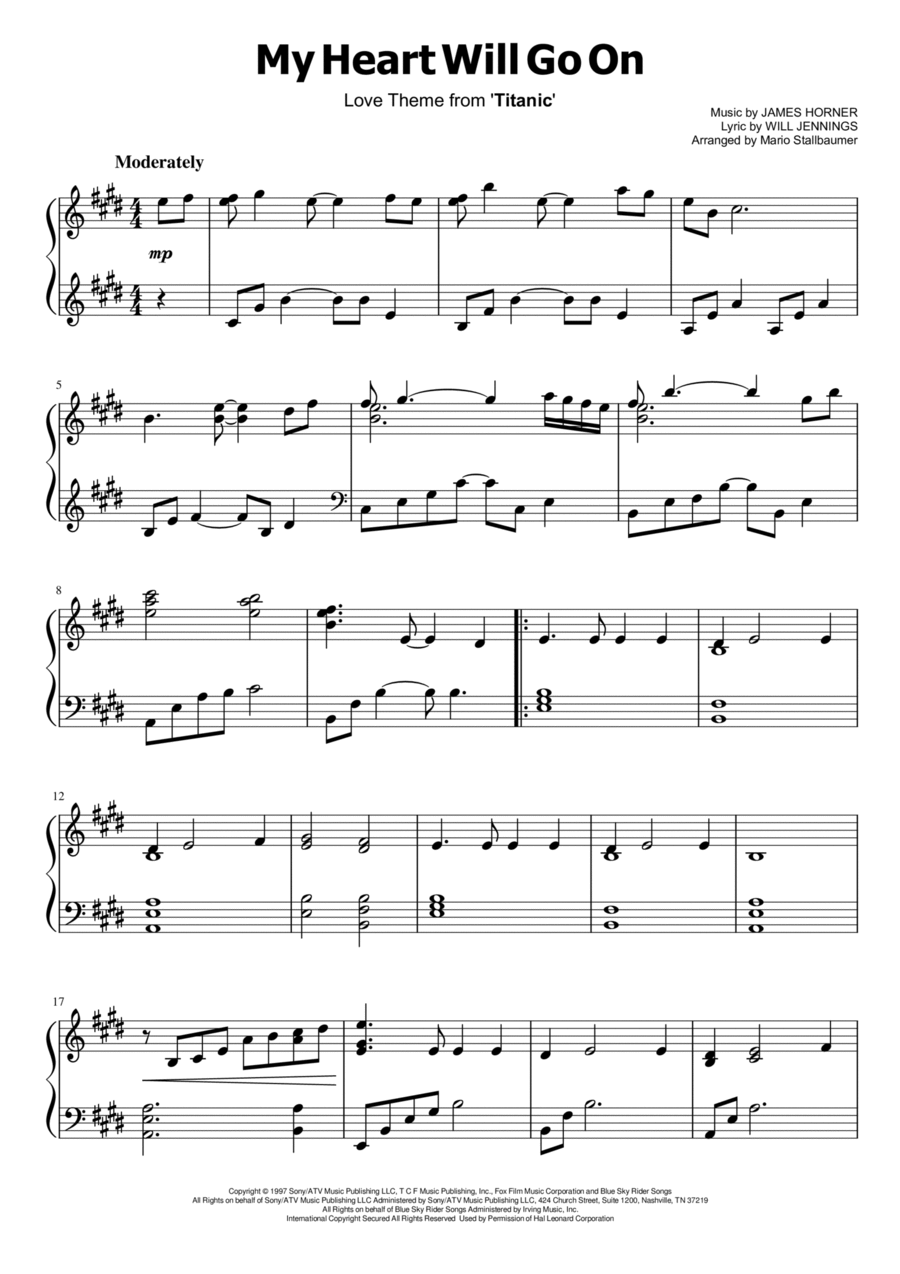 My Heart Will Go On (Love Theme from Titanic) Piano Solo scores gallery preview page 1