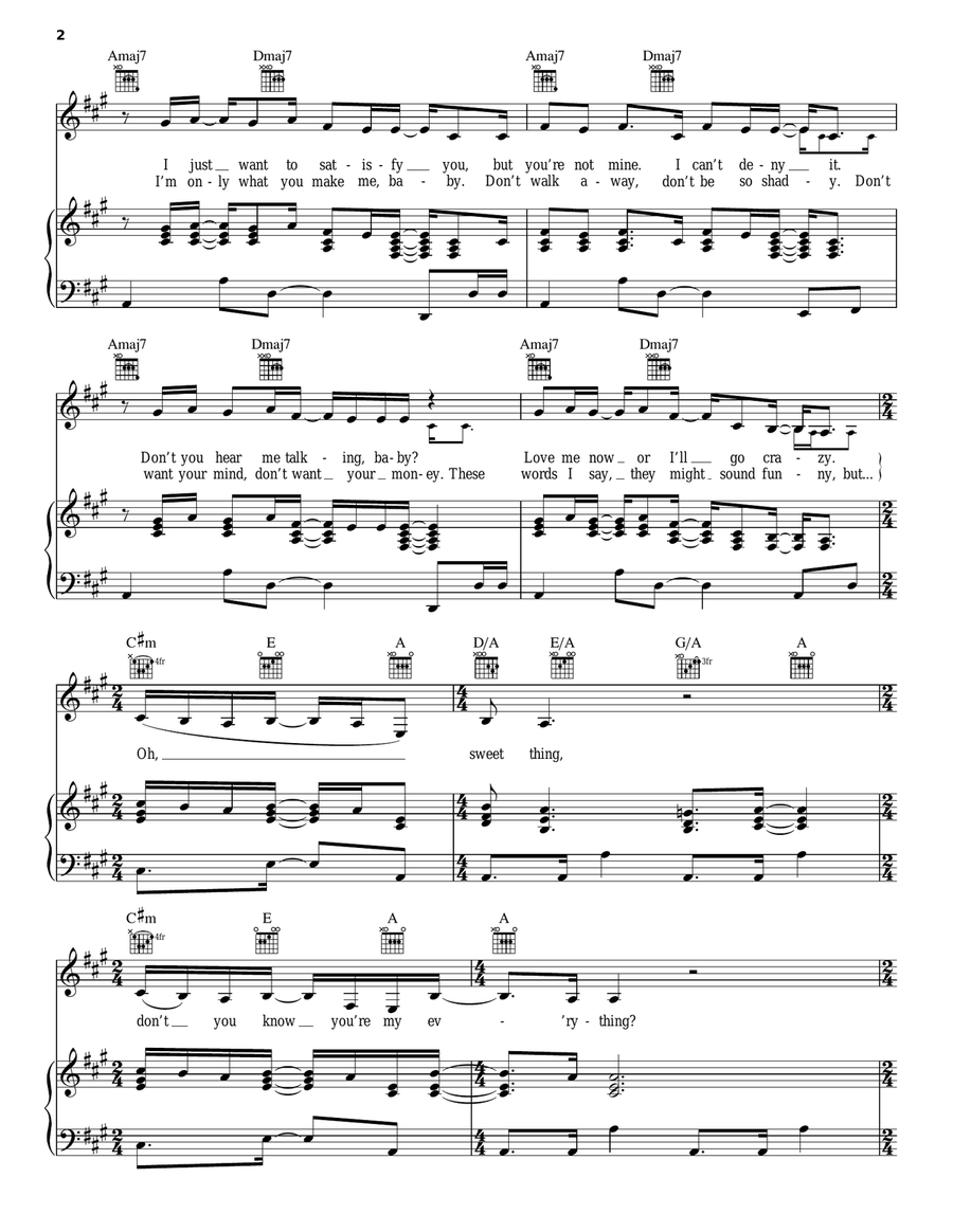 Sweet Thing (Sweet Thang) Piano, Vocal, Guitar scores gallery preview page 2