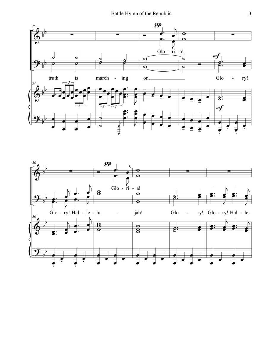 Battle Hymn of the Republic 4-Part scores gallery preview page 3