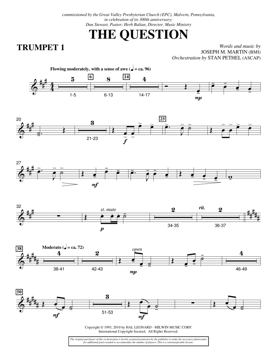 The Question - Bb Trumpet 1 Choir scores gallery preview page 1
