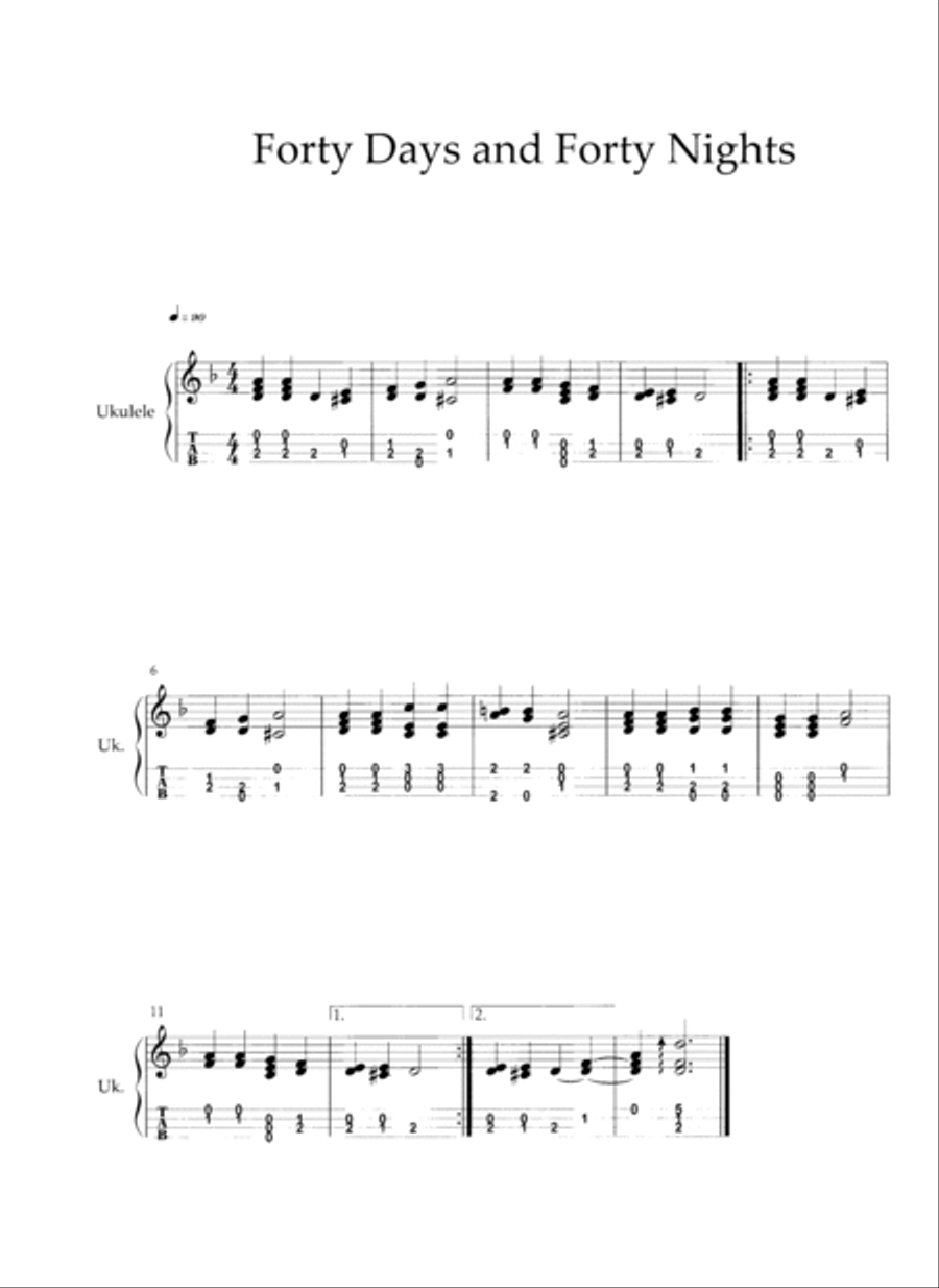 Forty Days and Forty Nights Ukulele scores gallery preview page 2