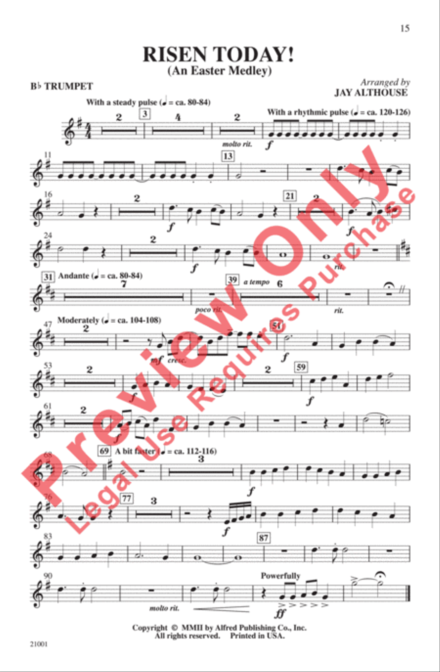 Risen Today! (An Easter Medley) 3-Part scores gallery preview page 15