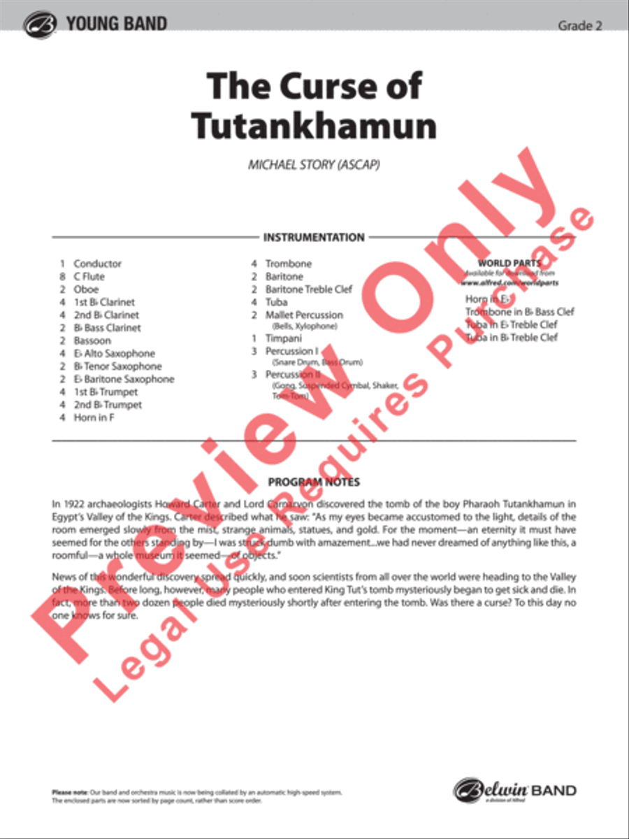 The Curse of Tutankhamun Concert Band scores gallery preview page 2