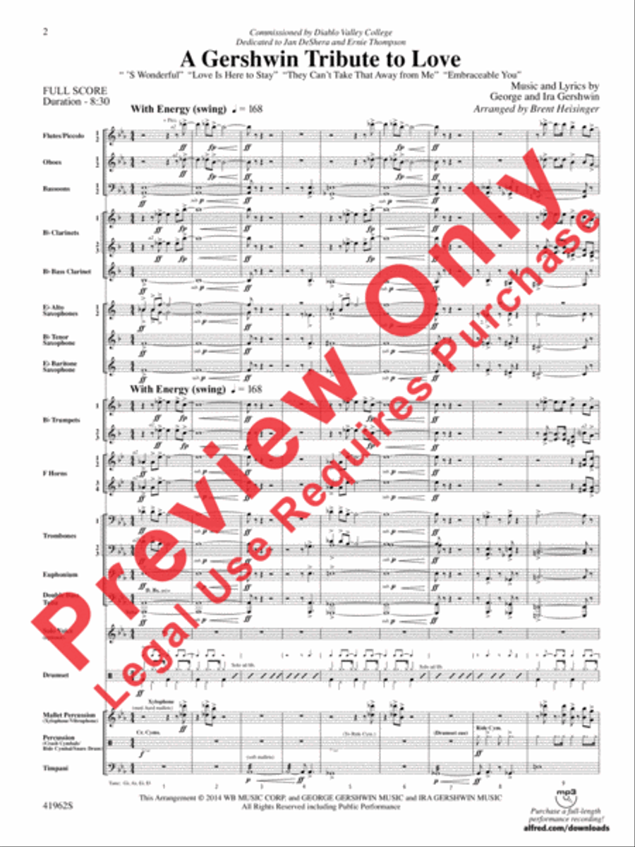 A Gershwin Tribute to Love Concert Band scores gallery preview page 3