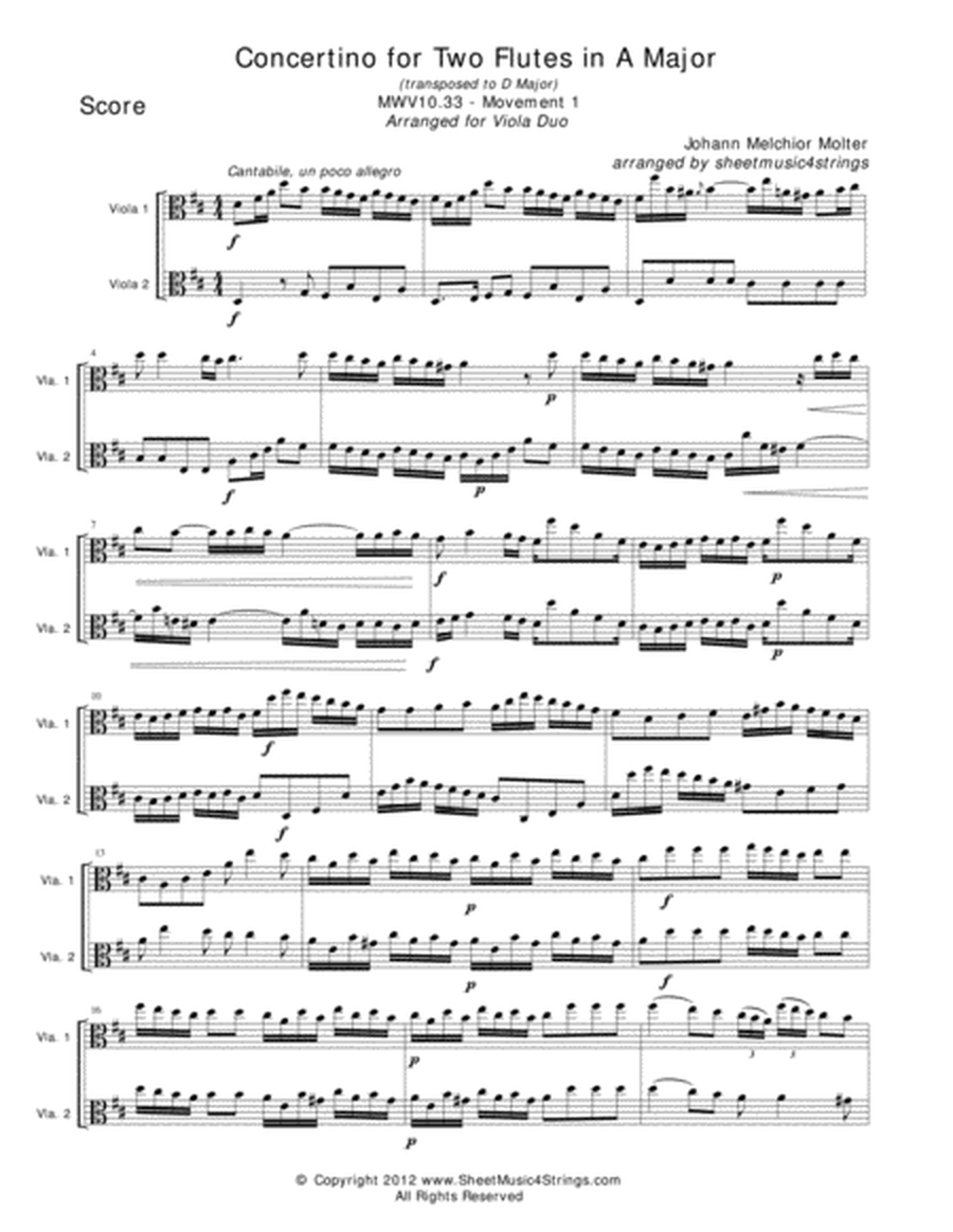 Molter, J. - Concertino (Mvt. 1) for Two Violas image number null